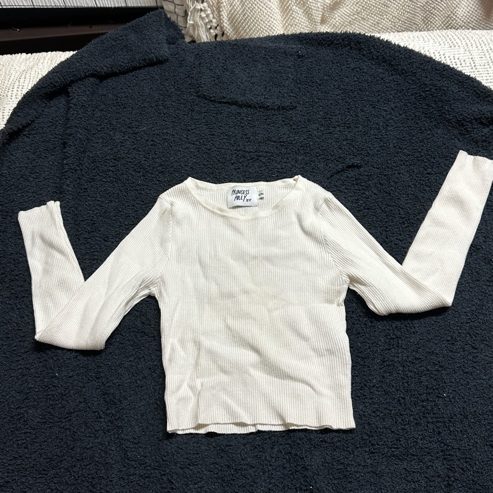 princess polly white cropped long sleeve